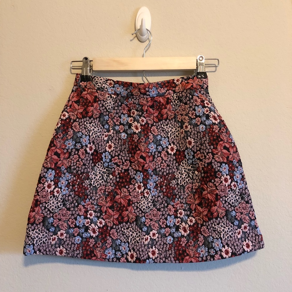 Floral Embroidered Mini Skirt